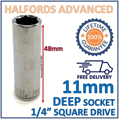 #ad #ad Halfords Advanced 11mm 1 4quot; Square Drive 6 Point Deep Socket Lifetime Guarantee GBP 4.99