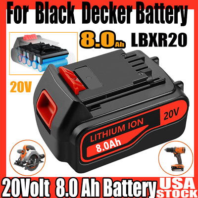 #ad PACK 20V For BLACKDECKER LBXR20 8000MAH 20 Volt LBXR20 LBX20 Lithium Battery $49.99