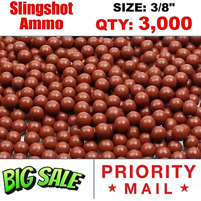 #ad 3000 QTY Biodegradable Slingshot Ammo 3 8quot; Inch Precision Hard Clay Balls Lot $12.99