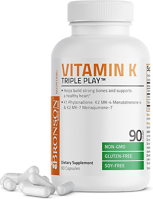 #ad Vitamin K Triple Play Vitamin K2 MK7 Vitamin K2 MK4 Vitamin K1 Full Spectr $17.45