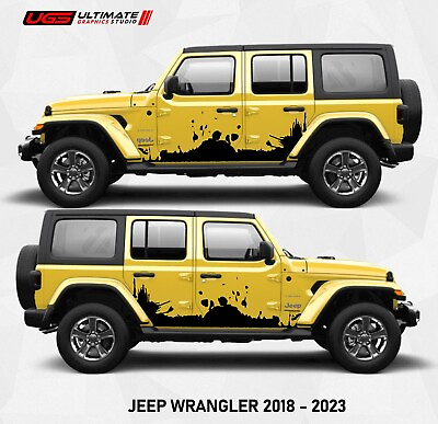 #ad Graphics Mud Splash Car Sticker For Jeep Wrangler 18 23 4X4 Off Road Side Decal $79.99