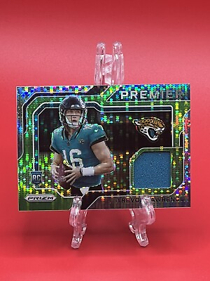 #ad 2021 Prizm TREVOR LAWRENCE Rookie Premier NEON GREEN PULSAR Holo Jersey Patch SP $34.89