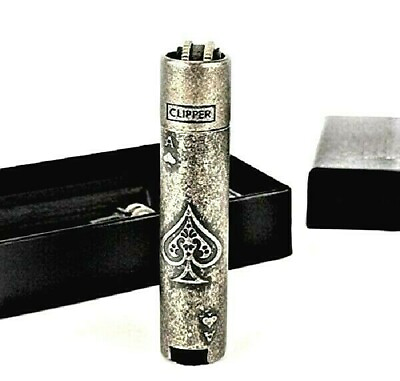 Clipper Ace Metal Cigarette Lighter Soft Flame Refillable Butane Gas In Bronze $19.50