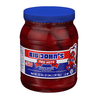 #ad #ad Big John#x27;s Ready To Eat Red Hots Pickled Sausage 32oz Jar Simple and Convenient $15.99