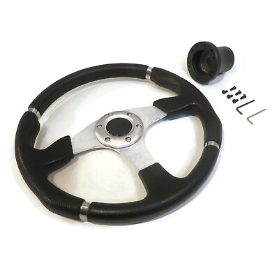 #ad 14quot; Black Steering Wheel amp; 5 6 Hole Adapter for EZGO Marathon Medalist Golf Cart $59.99