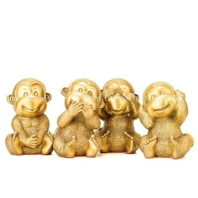 #ad 5#x27;#x27; brass a set of four no monkey means quot;don#x27;t see not listen not say don#x27;t do $321.72