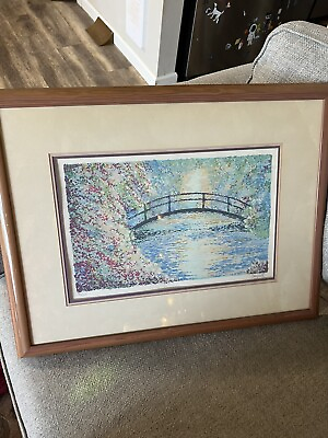 #ad Impressionist Silkscreen Print quot;Monet#x27;s Bridgequot; Pencil signed Campbell Waters $180.00