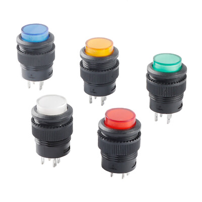 #ad 16mm Round Push Button Momentary Switch Illuminated Latching Self Reset 5 Colors $5.04