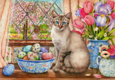 #ad 5D Diamond Painting Easter Egg Cat Kit $14.99