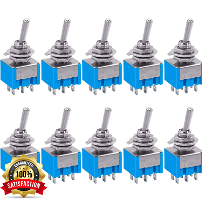 #ad Taiss 10Pcs DPDT Mini Toggle Switch 6 Pin 2 Position ON ON Miniature Toggle S $13.32