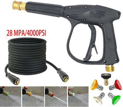 #ad HeavyDuty 4000PSI MAX Pressure Washer Hose 66FT Washer Spray Gun Wand M22 Nozzle $8.99