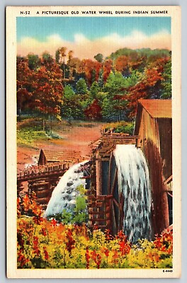 #ad Picturesque Old Water Wheel During Indian Summer Vintage Post Card $4.95