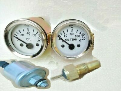 #ad 2quot; 52mm Electrical Oil Pressure and Oil Temp Gauge with senders White Face $41.03