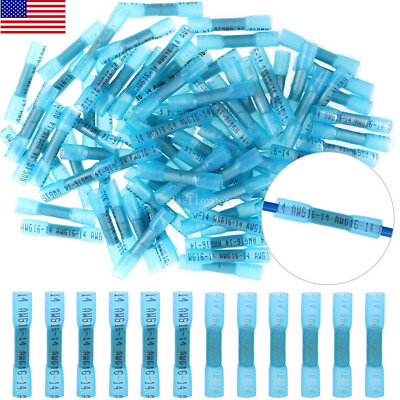 #ad 200 1000Pcs Heat Shrink Waterproof Wire Connectors 14 16AWG Butt Seal Terminals $36.99