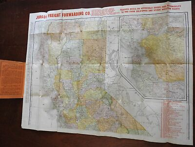 #ad California state c.1910 Judson Freight RR rare large color pocket map $202.50