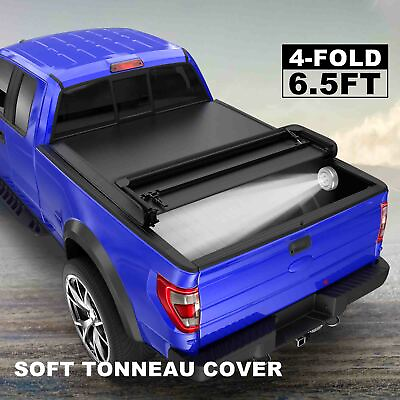 #ad 4 Fold Tonneau Cover 6.5FT Bed For GMC Sierra Chevy Silverado 1500 2500HD Truck $154.97