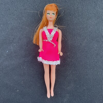 #ad VTG 1970 Topper DAWN Doll Pink And Silver Dress 6” MINT $50.98