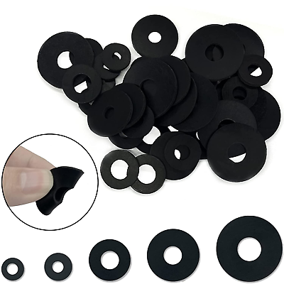 #ad Black Rubber Washers 200 Pcs Flat Rubber Washers Assortment Kit $12.71