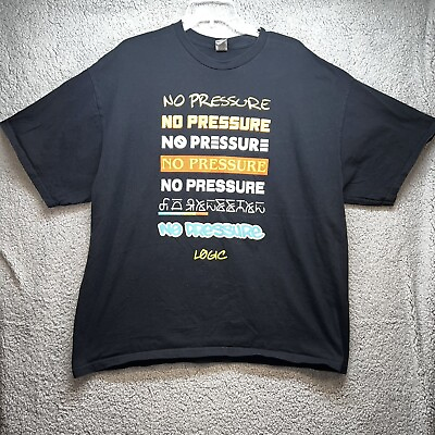 LOGIC Mens Shirt 2XL Black NO PRESSURE Rap Rapper Music Musician Tour Concert $16.94