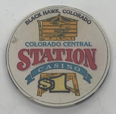 #ad Colorado Central Station Casino $1 Chip Black Hawk CO Ceramic 1993 $3.97
