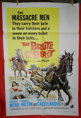 #ad 1 Vintage One Sheet Movie Poster for The Brute and the Beast 1968 Franco Nero $14.85