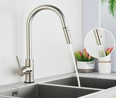 #ad Single Hole Handle Pull Out Water Sink Mixer Tap Stream Water Sprayer Dual Mode $141.99