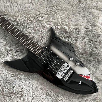 #ad Solid Body Shark Electric Guitar Black 24 Frets FR Bridge HH Pickups Guitar $275.08