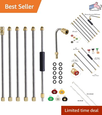 #ad Stainless Steel Pressure Washer Wand Set 8ft Replacement Lance 5 Nozzle Tips $51.27