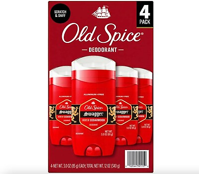 #ad Old Spice Swagger Deodorant 4Pack Cedarwood Scent 3.0oz Solid Aluminum Free 24 7 $17.99