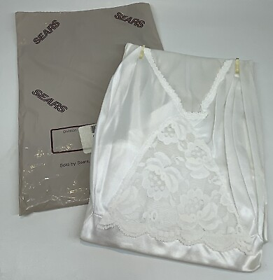 #ad #ad Vtg Sears Nylon Full Slip Lace Accents White New Old Stock Size 34 $22.49