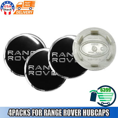#ad For Range Rover Supercharged Center Caps BLACK GLOSS 4PC Wheel Hub Caps $17.59