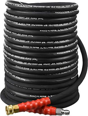 #ad Pressure Washer Hose 3 8 Inchx50 FT Quick Connect 4000 PSI Tensile Wire Braided $71.49