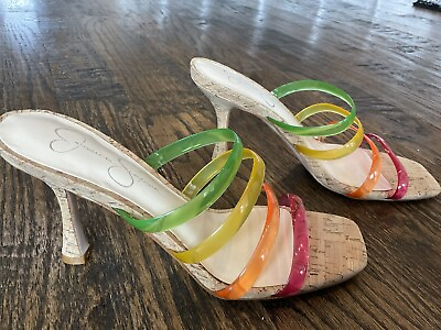 #ad Jessica Simpson Oniela Translucent Multicolor Open Toe Tubular Strap Sandal 7.5M $39.99