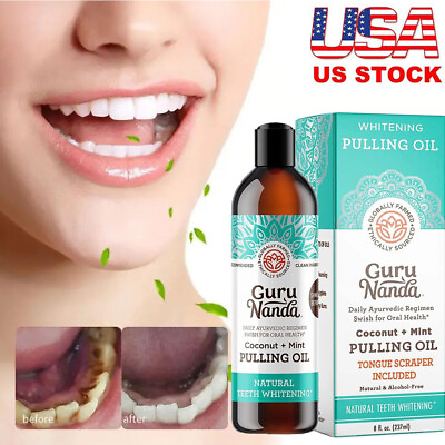 #ad 8 Fl.Oz Coconut Oil Pulling with Coconut Oil and Peppermint Oil for Gurunanda $12.89
