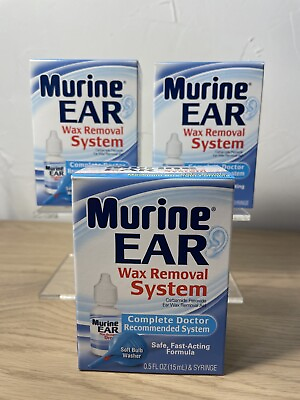 #ad 3 Pack New Murine Ear Wax Removal System 0.5oz Drops and Ear Washer Set Kit Blue $29.99