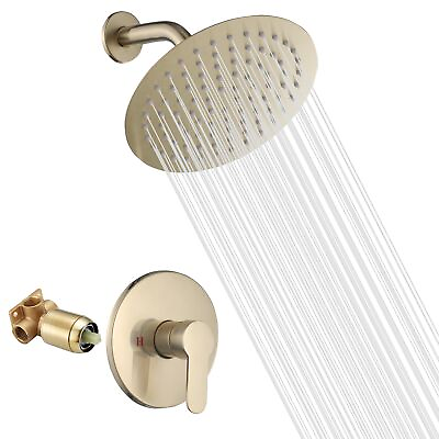 #ad Brushed Gold Shower Faucet Single Function Shower Trim Kit with Rough in Valv... $100.77