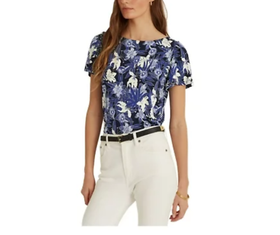 Ralph Lauren Floral Flutter Sleeve Round Neck Top 5C 2747 #ad $19.99
