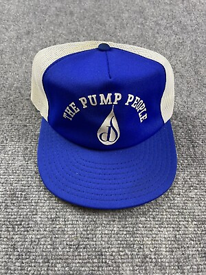 #ad Vintage Trucker Hat Snapback Cap Mesh Blue The Pump People Gas Oil Fuel 90s $6.30