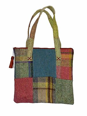#ad Large Wool Patchwork Tote Bohemian Eclectic Shoulder Style Jill For Real $50.00