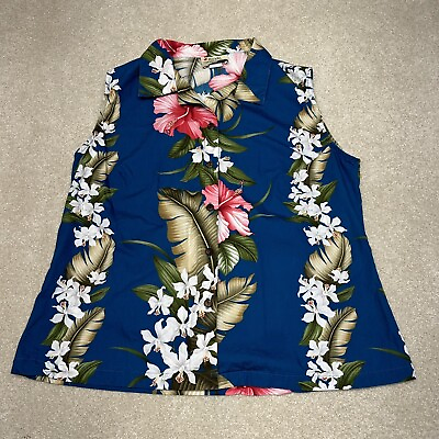 #ad Vintage Royal Creations Blouse Shirt Size Large Cotton Hawaiian Rare Made in USA $19.99