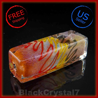 #ad 4quot; Handmade Color Lines Red Square Rectangle Tobacco Smoking Bowl Glass Pipes $18.99