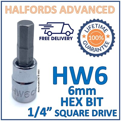 #ad Halfords Advanced H6 6mm Hex Bit with 1 4quot; Square Drive Adapter New Free Pamp;P GBP 5.99