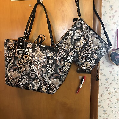 #ad #ad Sydney love Trends Reversible Medium Tote Black Paisley Black 3 BAGS IN ONE NEW $69.99