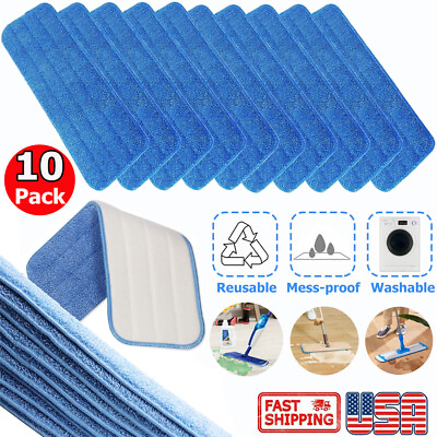 #ad 5 10 Pack Microfiber Replacement Mop Pads Blue For Swiffer Wet Jet Washable Set $17.94