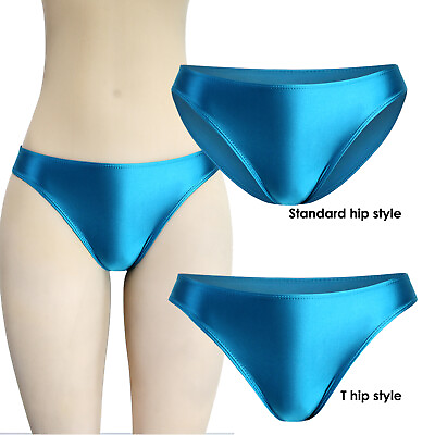 #ad Women Panties Shiny Satin Briefs Knickers Opaque Gym Low Waist Shorts Underwear $15.57