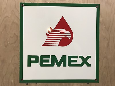 Pemex Mexico Gasoline Oil Gas Metal advertising sign 12 Inches White #ad $19.99