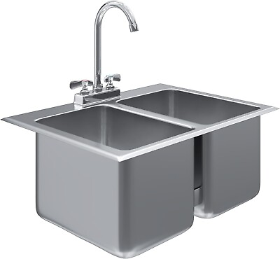 #ad #ad 10quot; x 14quot; x 10quot; Stainless Steel 2 Compartment Drop In Sink with Faucet. NSF $299.95