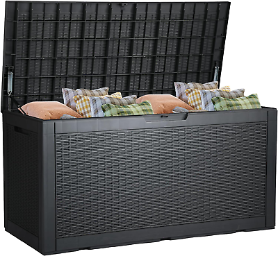 #ad 100 Gallon Outdoor Storage Box Large Deck Box Lockable Waterproof and UV Resist $125.00