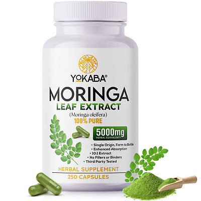 #ad 250 Capsules Moringa Oleifera Leaf Extract 5000mg $12.15