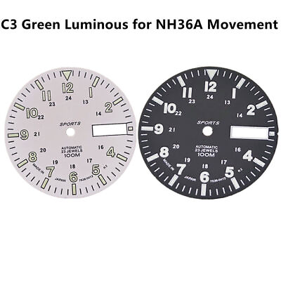 #ad 28.5mm C3 Green Luminous Watch Dial Face for NH36A Automatic Mechanical Movement $11.86